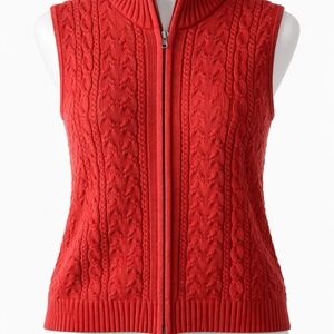 Pendleton Women's Orange Red Cable Knit Sweater Vest